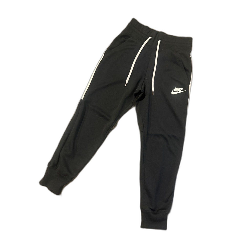 Nike Sportswear Black Track Jogger Pants Red White Stripe Size M